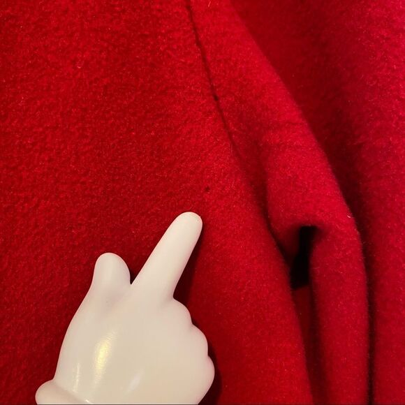 Vintage Neiman Marcus Red Pure Wool Scallop Hem Cape Coat Size 4 - Picture 8 of 12
